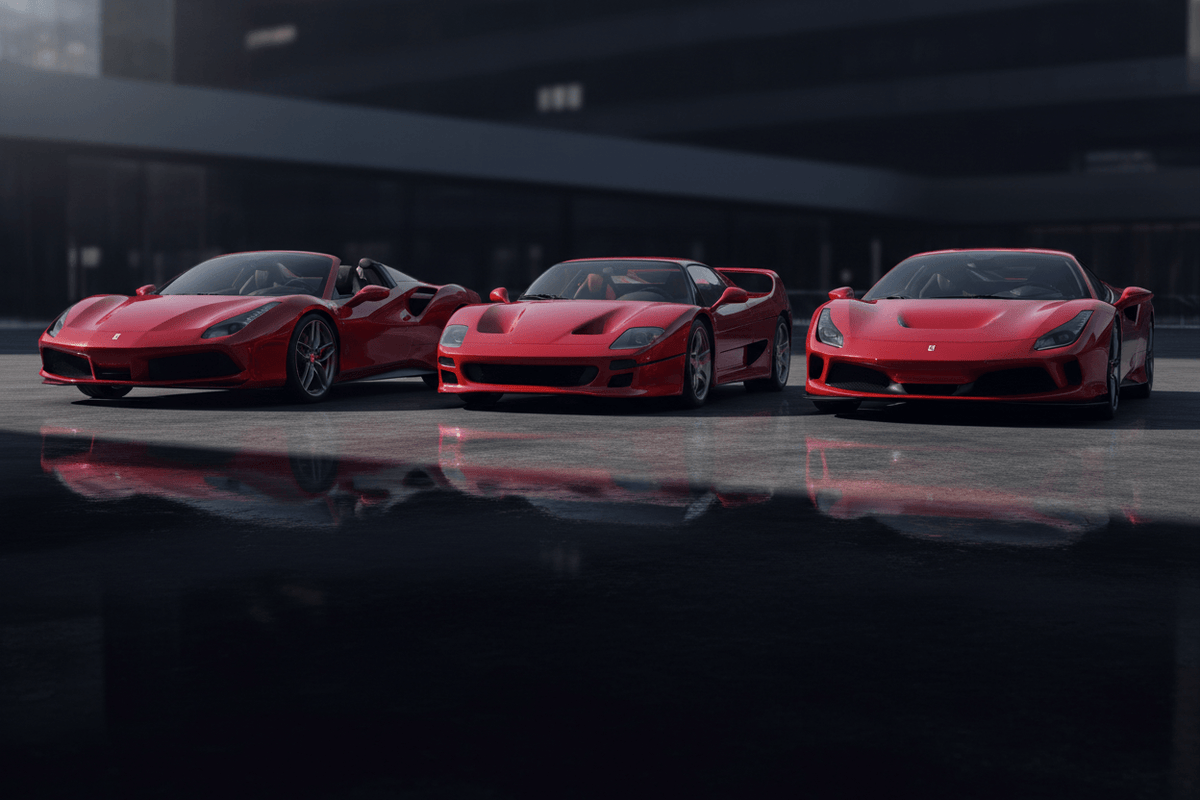 Red Ferrari Rent Three stunning red Ferraris showcased, ideal for those looking to rent ...