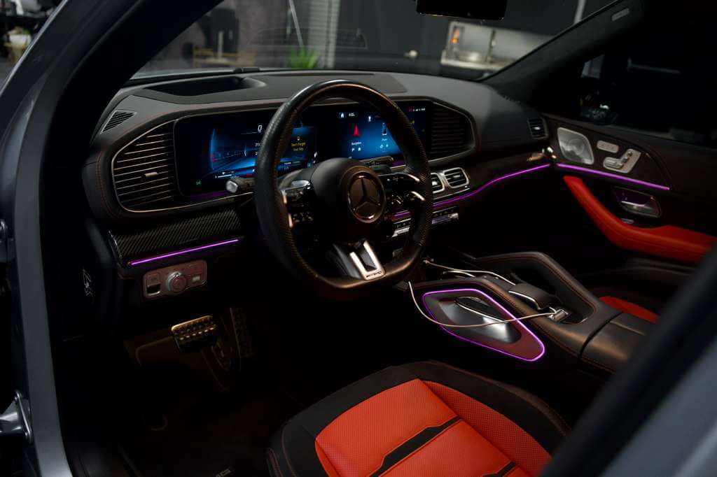 Luxury interior view of the 2024 Mercedes GLE 63S with modern design and advanced technology features.