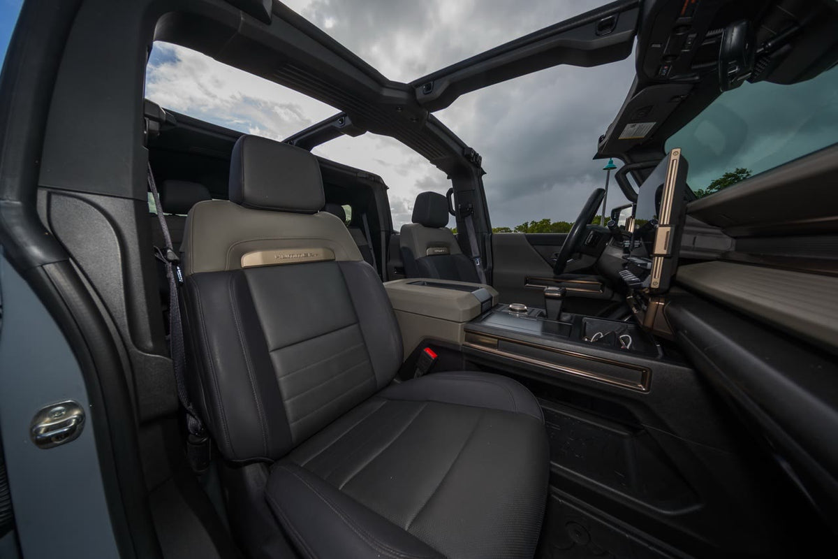 GMC Hummer EV SUV passenger seat and centre console detail